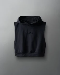 Embossed Wordmark Women's Sleeveless Crop Hoodie