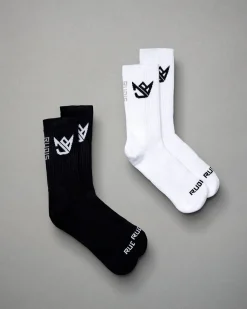 JB White/Black Knit Essential Socks (2 Pair)