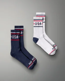 USA Stripe Cushion Crew Socks (2 Pair)