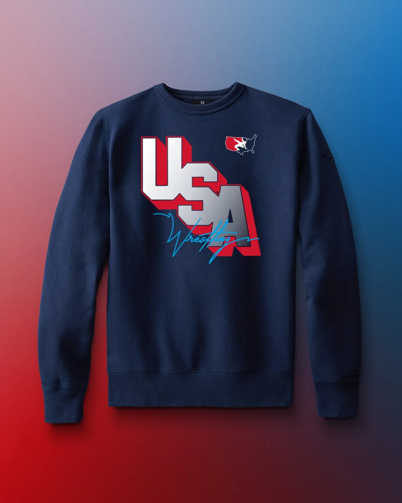 USA Wrestling Block Comfort Fleece Crewneck