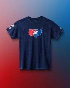 USA Wrestling Logo Acid Wash Heavyweight T-Shirt