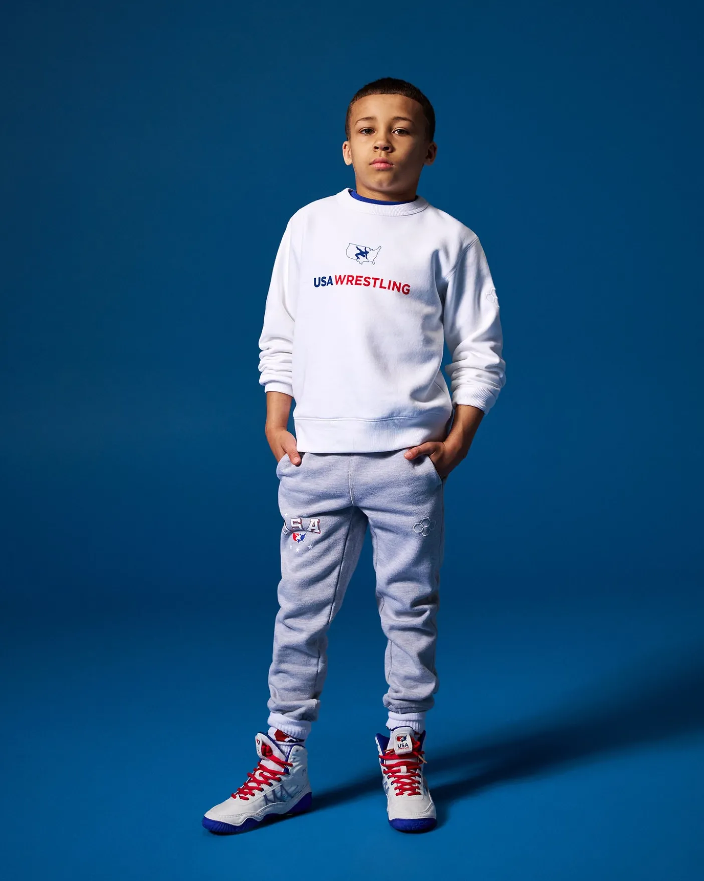 USA Wrestling Logo Youth Comfort Fleece Crewneck