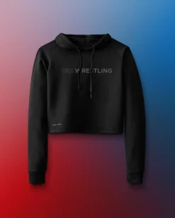 USA Wrestling Wordmark COOL-FEEL Women's Cropped Hoodie