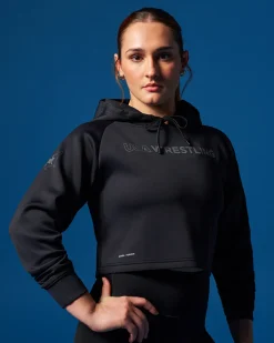 USA Wrestling Wordmark COOL-FEEL Women's Cropped Hoodie