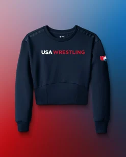 USA Wrestling Wordmark COOL-FEEL Women's Fitted Crew