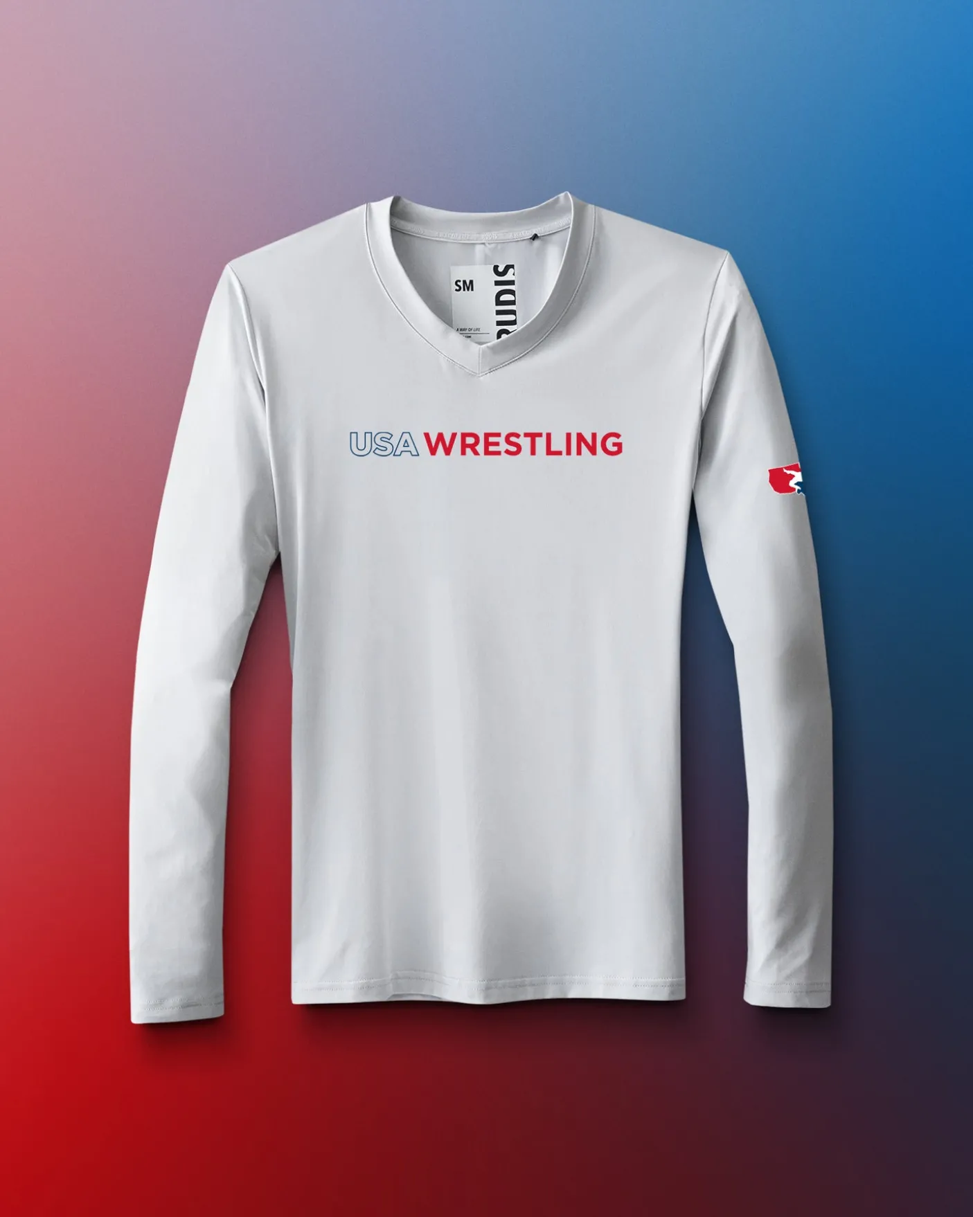 USA Wrestling Wordmark Performance Women's V-Neck Long Sleeve