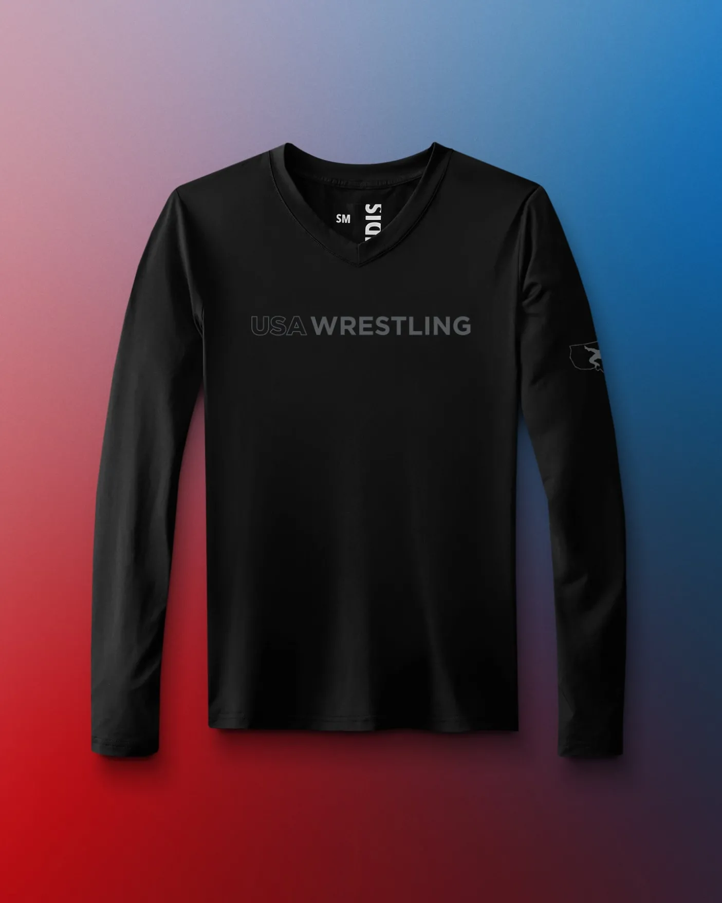 USA Wrestling Wordmark Performance Women's V-Neck Long Sleeve