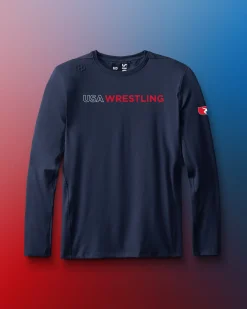 USA Wrestling Wordmark Performance Long Sleeve