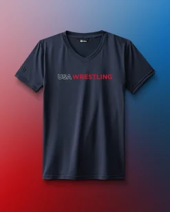 USA Wrestling Wordmark Performance Women's V-Neck T-Shirt