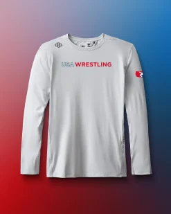 USA Wrestling Wordmark Performance Heather Long Sleeve