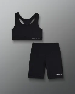 Women's Sports Bra and Biker Short Gift Bundle - Black