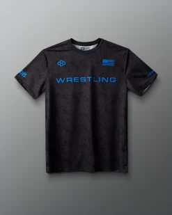 Wrestling Wordmark Black Camo Sublimated T-Shirt