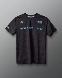 Wrestling Wordmark Black Camo Sublimated T-Shirt