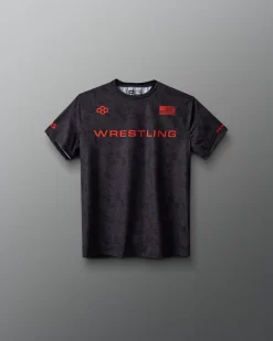 Wrestling Wordmark Black Camo Youth Sublimated T-Shirt