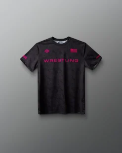 Wrestling Wordmark Black Camo Youth Sublimated T-Shirt