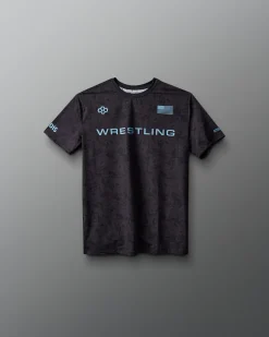 Wrestling Wordmark Black Camo Youth Sublimated T-Shirt